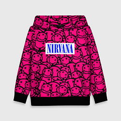 Толстовка-худи детская Nirvana pink logo, цвет: 3D-черный
