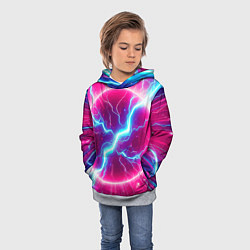 Толстовка-худи детская Неоновая абстракция - нейроарт, цвет: 3D-меланж — фото 2