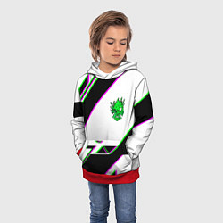 Толстовка-худи детская Cyberpunk logo geometry, цвет: 3D-красный — фото 2