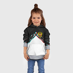 Толстовка-худи детская Краски глитч герб РФ, цвет: 3D-меланж — фото 2