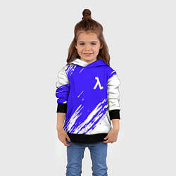 Толстовка-худи детская Half life белые краски, цвет: 3D-черный — фото 2