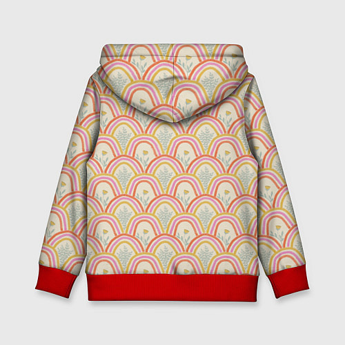 Детская толстовка Go green эко паттерн с цветами и радугами / 3D-Красный – фото 2