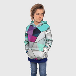 Толстовка-худи детская Яркая геометрическая абстракция, цвет: 3D-синий — фото 2