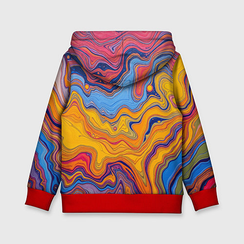 Детская толстовка Поток разноцветной краски / 3D-Красный – фото 2