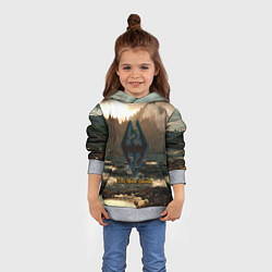Толстовка-худи детская Skyrim logo природа, цвет: 3D-меланж — фото 2