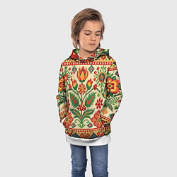 Толстовка-худи детская Славянский узор и орнамент, цвет: 3D-белый — фото 2