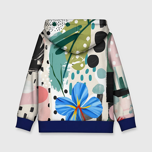 Детская толстовка Цветы горошек абстракция / 3D-Синий – фото 2