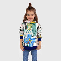 Толстовка-худи детская Цветы горошек абстракция, цвет: 3D-синий — фото 2