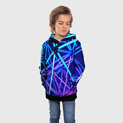 Толстовка-худи детская Неоновая текстура геометрия, цвет: 3D-черный — фото 2