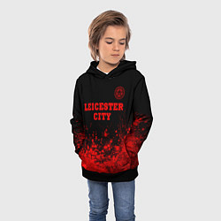 Толстовка-худи детская Leicester City - red gradient посередине, цвет: 3D-черный — фото 2