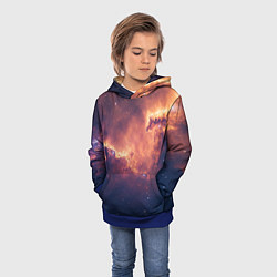 Толстовка-худи детская Космические облака и звезды, цвет: 3D-синий — фото 2