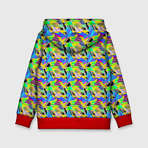 Детская толстовка Треугольники голографический эффект - паттерн / 3D-Красный – фото 2