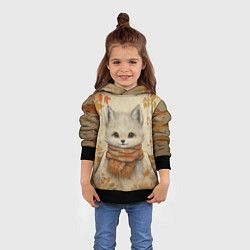 Толстовка-худи детская Волчонок в шарфе, цвет: 3D-черный — фото 2