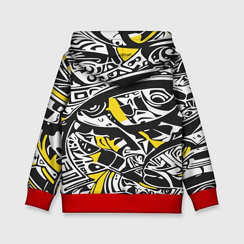 Детская толстовка Черно-желтый орнамент / 3D-Красный – фото 2