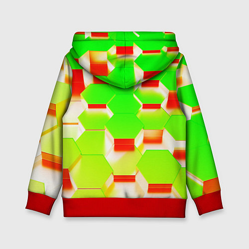 Детская толстовка Кислотные соты / 3D-Красный – фото 2