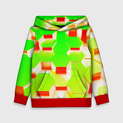 Толстовка-худи детская Кислотные соты, цвет: 3D-красный