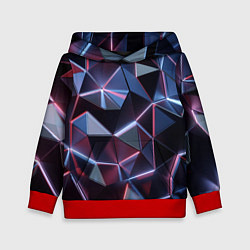 Толстовка-худи детская Неоновые геометрические плиты, цвет: 3D-красный