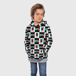 Толстовка-худи детская BTS glitch pattern, цвет: 3D-меланж — фото 2