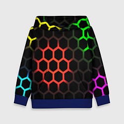 Толстовка-худи детская Hexagon neon, цвет: 3D-синий