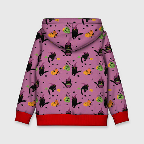 Детская толстовка Хэллоуин и кот ведьмы / 3D-Красный – фото 2