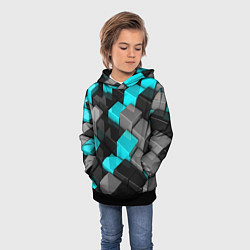 Толстовка-худи детская Абстрактные кубы, цвет: 3D-черный — фото 2