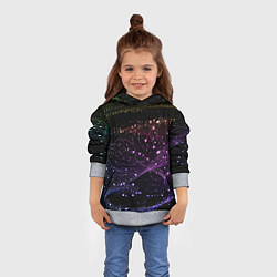 Толстовка-худи детская Неоновые светящиеся линии и точки, цвет: 3D-меланж — фото 2