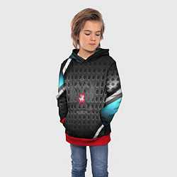 Толстовка-худи детская Россия герб карбон, цвет: 3D-красный — фото 2
