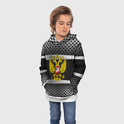 Толстовка-худи детская Герб РФ текстура карбон, цвет: 3D-белый — фото 2
