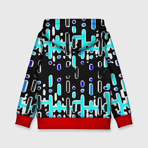 Детская толстовка Синие линии и точки на чёрном фоне / 3D-Красный – фото 2