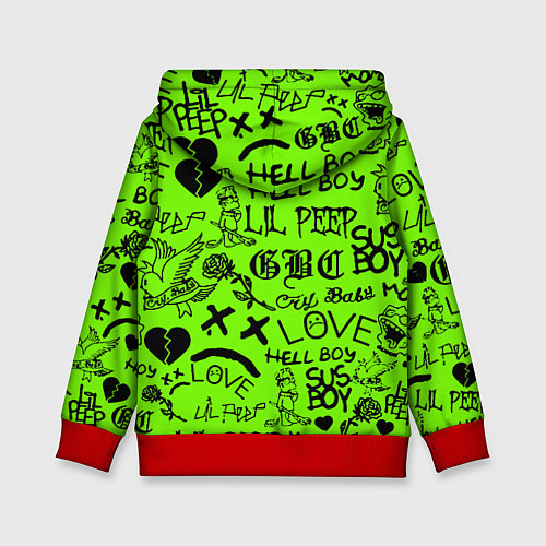 Детская толстовка Lil Peep кислотный паттерн / 3D-Красный – фото 2