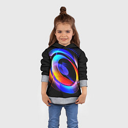 Толстовка-худи детская Оптические иллюзии волны, цвет: 3D-меланж — фото 2