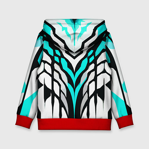 Детская толстовка Агрессивные чёрно-голубые полосы на белом фоне / 3D-Красный – фото 2