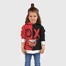Толстовка-худи детская Злобный смайлик с языком, цвет: 3D-белый — фото 2