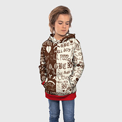 Толстовка-худи детская Lil peep retro pattern, цвет: 3D-красный — фото 2