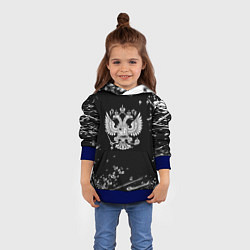 Толстовка-худи детская Герб РФ черно белые краски, цвет: 3D-синий — фото 2