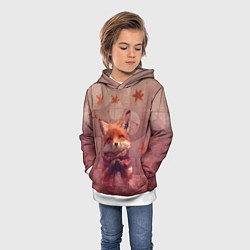 Толстовка-худи детская Довольный лис в шарфе, цвет: 3D-белый — фото 2