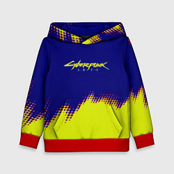 Детская толстовка Cyberpunk 2077 краски жёлтые