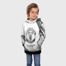 Толстовка-худи детская Manchester United - white gradient, цвет: 3D-черный — фото 2