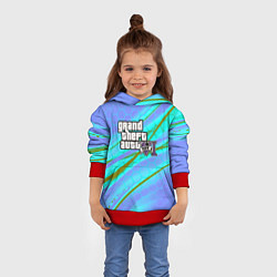 Толстовка-худи детская GTA 6 неоновые соты геометрия, цвет: 3D-красный — фото 2