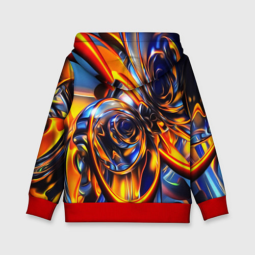 Детская толстовка Жидкие краски фрактал / 3D-Красный – фото 2
