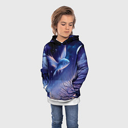 Толстовка-худи детская Крылатая рыба - сюрреализм, цвет: 3D-белый — фото 2