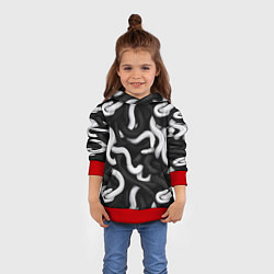Толстовка-худи детская Черные и белые змеи, цвет: 3D-красный — фото 2