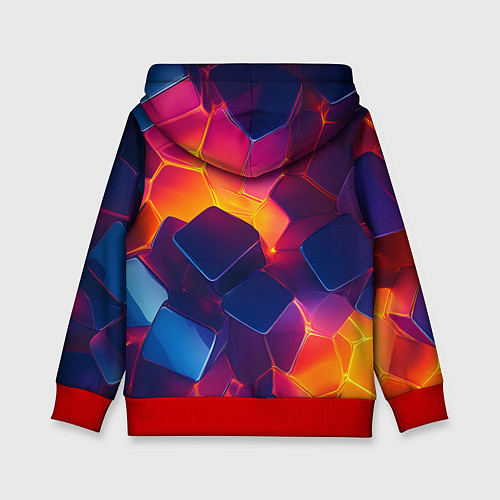 Детская толстовка Неоновая геометрическая текстура / 3D-Красный – фото 2