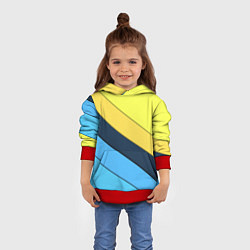 Толстовка-худи детская Геометрия полосы спорт, цвет: 3D-красный — фото 2