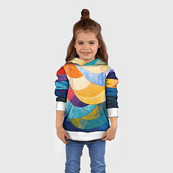 Толстовка-худи детская Разноцветная геометрическая мозаика, цвет: 3D-белый — фото 2