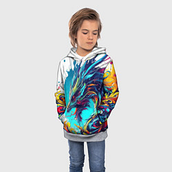 Толстовка-худи детская Japanese dragon - tattoo irezumi, цвет: 3D-меланж — фото 2