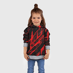 Толстовка-худи детская Red stripes on a black background, цвет: 3D-меланж — фото 2