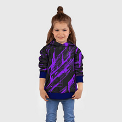 Толстовка-худи детская Purple stripes on a black background, цвет: 3D-синий — фото 2