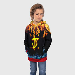 Толстовка-худи детская Doom огонь и вода лого, цвет: 3D-красный — фото 2