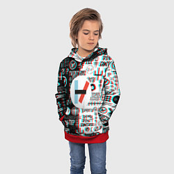 Толстовка-худи детская Twenty one pilots glitch pattern, цвет: 3D-красный — фото 2